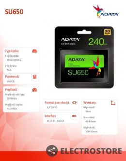 Adata Dysk SSD Ultimate SU650 240GB 2.5 S3 3D TLC Retail
