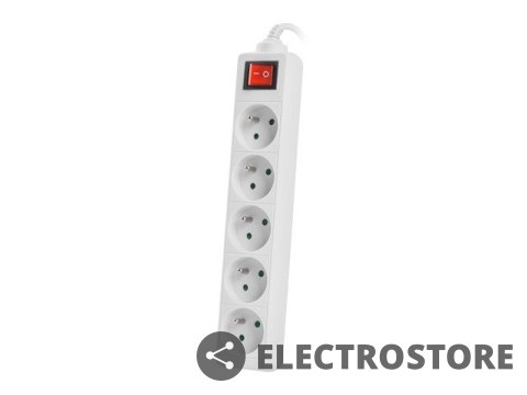 Lanberg Listwa zasilająca 1.5m, biała, 5 gniazd, z wyłącznikiem, kabel wykonany z pełnej miedzi Lanberg Listwa zasilająca 1.5m, biała, 5 gniazd, z wyłącznikiem, kabel wykonany z pełnej miedzi