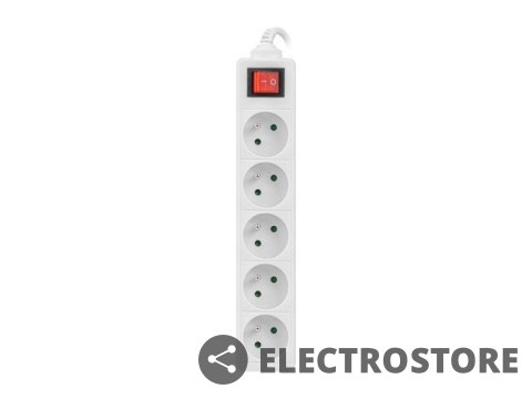 Lanberg Listwa zasilająca 1.5m, biała, 5 gniazd, z wyłącznikiem, kabel wykonany z pełnej miedzi Lanberg Listwa zasilająca 1.5m, biała, 5 gniazd, z wyłącznikiem, kabel wykonany z pełnej miedzi