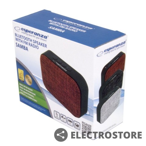 Esperanza Głośnik Bluetooth FM Samba czerwony Esperanza Głośnik Bluetooth FM Samba czerwony