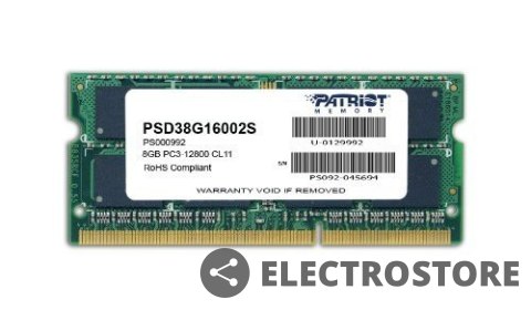 Patriot Pamięć Ultrabook DDR3 SODIMM 8GB 1600GHz
