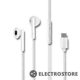 Qoltec Słuchawki dokanałowe | mikrofon | USB-C | białe