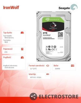 Seagate Dysk IronWolf 8TB 3,5 256MB ST8000VN004