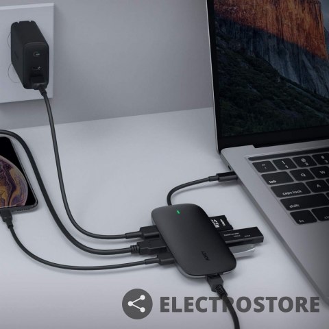 AUKEY CB-C71 aluminiowy HUB USB-C | 8w1 | RJ45 Ethernet 10/100/1000Mbps | 3xUSB 3.1 | HDMI 4k@30Hz | SD i microSD | USB-C Power Delive AUKEY CB-C71 aluminiowy HUB USB-C | 8w1 | RJ45 Ethernet 10/100/1000Mbps | 3xUSB 3.1 | HDMI 4k@30Hz | SD i microSD | USB-C Power Delive