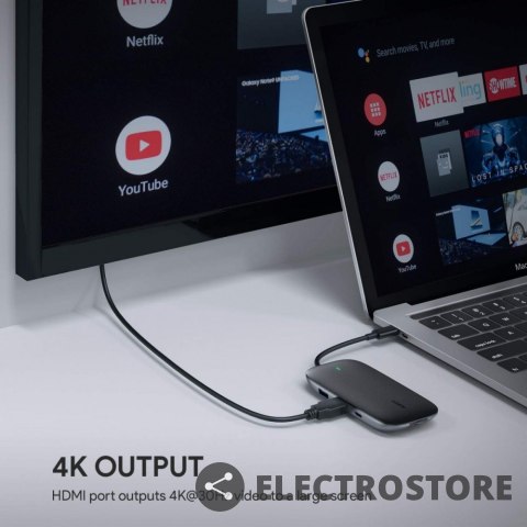 AUKEY CB-C71 aluminiowy HUB USB-C | 8w1 | RJ45 Ethernet 10/100/1000Mbps | 3xUSB 3.1 | HDMI 4k@30Hz | SD i microSD | USB-C Power Delive AUKEY CB-C71 aluminiowy HUB USB-C | 8w1 | RJ45 Ethernet 10/100/1000Mbps | 3xUSB 3.1 | HDMI 4k@30Hz | SD i microSD | USB-C Power Delive