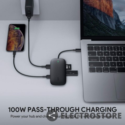 AUKEY CB-C71 aluminiowy HUB USB-C | 8w1 | RJ45 Ethernet 10/100/1000Mbps | 3xUSB 3.1 | HDMI 4k@30Hz | SD i microSD | USB-C Power Delive AUKEY CB-C71 aluminiowy HUB USB-C | 8w1 | RJ45 Ethernet 10/100/1000Mbps | 3xUSB 3.1 | HDMI 4k@30Hz | SD i microSD | USB-C Power Delive