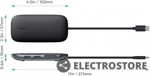 AUKEY CB-C71 aluminiowy HUB USB-C | 8w1 | RJ45 Ethernet 10/100/1000Mbps | 3xUSB 3.1 | HDMI 4k@30Hz | SD i microSD | USB-C Power Delive AUKEY CB-C71 aluminiowy HUB USB-C | 8w1 | RJ45 Ethernet 10/100/1000Mbps | 3xUSB 3.1 | HDMI 4k@30Hz | SD i microSD | USB-C Power Delive