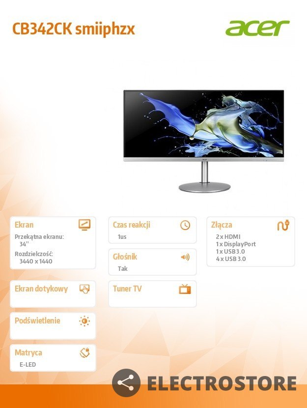 Acer Monitor 34 cale CB342CKsmiiphzx