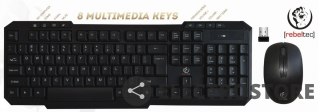 Rebeltec Zestaw bezprzewodowy multimedialny klawiatura+mysz Vortex