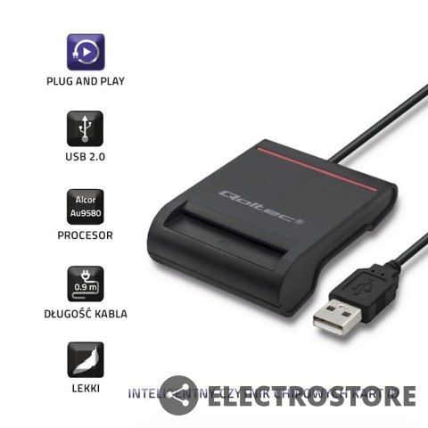 Qoltec Inteligentny czytnik chipowych kart ID | USB2.0 | Plug&play Qoltec Inteligentny czytnik chipowych kart ID | USB2.0 | Plug&play