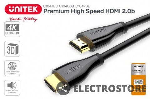 Unitek Kabel HDMI 2.0 PREMIUM CERTIFIED, 1,5M, M/M; C1047GB Unitek Kabel HDMI 2.0 PREMIUM CERTIFIED, 1,5M, M/M; C1047GB