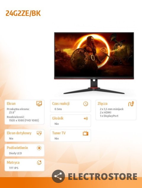 AOC Monitor 24G2ZE 23.8 LED 240Hz HDMIx2 DP AOC Monitor 24G2ZE 23.8 LED 240Hz HDMIx2 DP