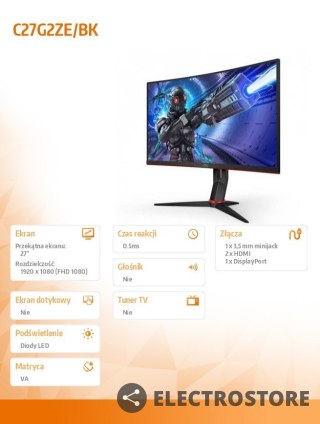 AOC Monitor C27G2ZE 27 VA 240 Hz Curved HDMIx2 DP