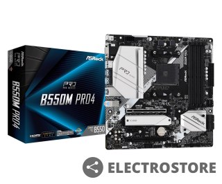ASRock Płyta główna B550M Pro4 AM4 4DDR4 HDMI/DP/D-SUB M.2 mATX