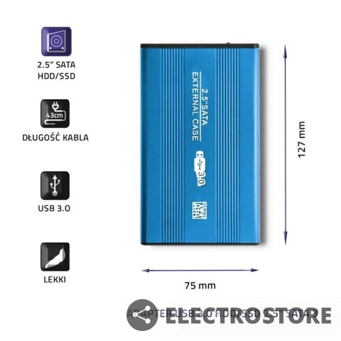 Qoltec Obudowa na dysk HDD/SSD 2.5 cala SATA3 | USB 3.0 | Niebieska Qoltec Obudowa na dysk HDD/SSD 2.5 cala SATA3 | USB 3.0 | Niebieska