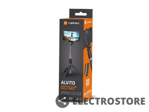 Natec Selfie stick tripod bezprzewodowy Alvito BT 4.0 Czarny Natec Selfie stick tripod bezprzewodowy Alvito BT 4.0 Czarny