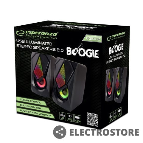 Esperanza Głośnik 2.0 USB Led Rainbow Boogie Esperanza Głośnik 2.0 USB Led Rainbow Boogie