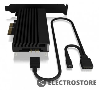 IcyBox Karta PCIe z gniazdem M.2 M-Key dla jednego dysku SSD M.2 NVMe, podświetlenie ARGB IB-PCI224M2-RGB