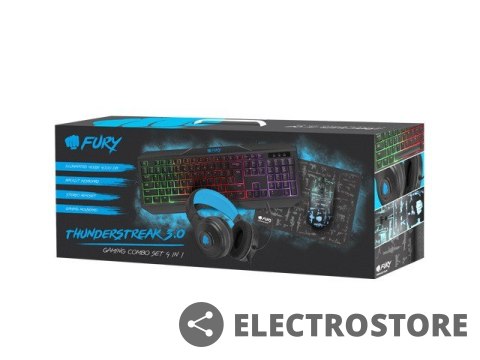 Fury Zestaw dla graczy 4 w 1 Thunderstreak 3.0 klawiatura + mysz + słuchawki + podkładka Fury Zestaw dla graczy 4 w 1 Thunderstreak 3.0 klawiatura + mysz + słuchawki + podkładka