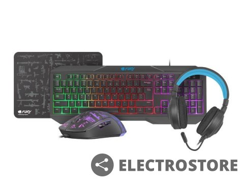 Fury Zestaw dla graczy 4 w 1 Thunderstreak 3.0 klawiatura + mysz + słuchawki + podkładka Fury Zestaw dla graczy 4 w 1 Thunderstreak 3.0 klawiatura + mysz + słuchawki + podkładka
