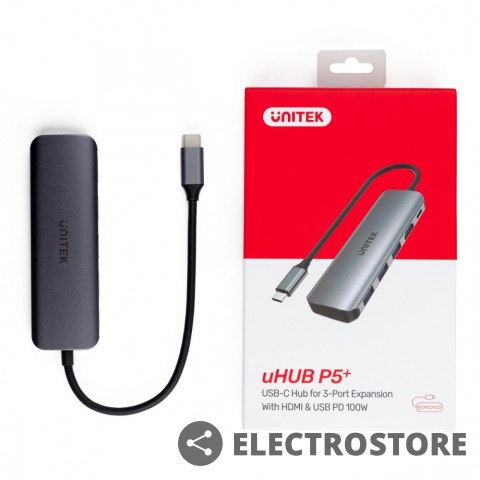 Unitek HUB USB-C; 3x USB 3.1 ;PD 100W; HDMI; H1107E Unitek HUB USB-C; 3x USB 3.1 ;PD 100W; HDMI; H1107E