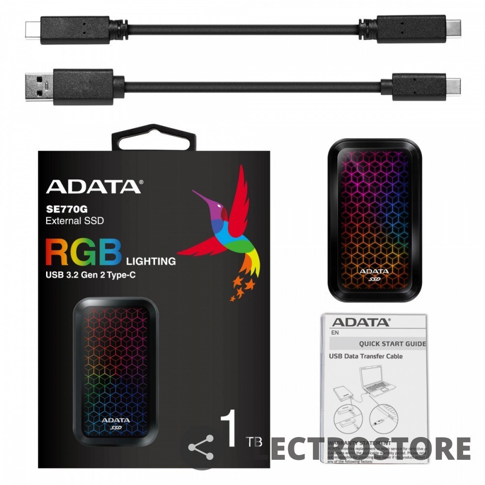 Adata Dysk zewnętrzny SSD SE770 1TB USB3.2-A/C RGB