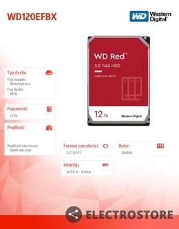 Western Digital Dysk 3,5 cala WD Red Plus 12TB CMR 256MB/7200RPM Class