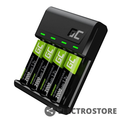 Green Cell Ładowarka VitalCharger + 4x akumulatory AA 2000mAh