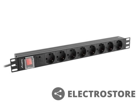 Lanberg Listwa zasilająca Rack PDU 19 1U 16A 8X schuko 2M czarna