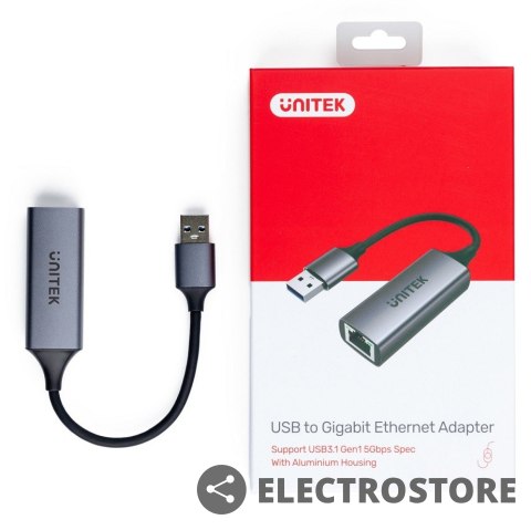 Unitek Adapter USB-A 3.1 GEN 1 RJ45; 1000 Mbps; U1309A Unitek Adapter USB-A 3.1 GEN 1 RJ45; 1000 Mbps; U1309A