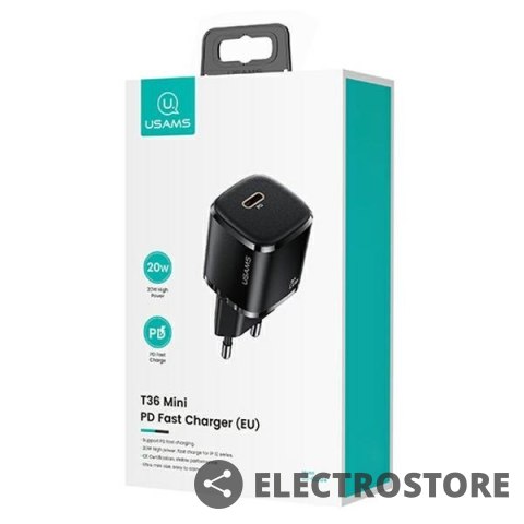 USAMS Ładowarka sieciowa 1xUSB-C T36 20W + kabel Lightning PD3.0 Fast Charging USAMS Ładowarka sieciowa 1xUSB-C T36 20W + kabel Lightning PD3.0 Fast Charging