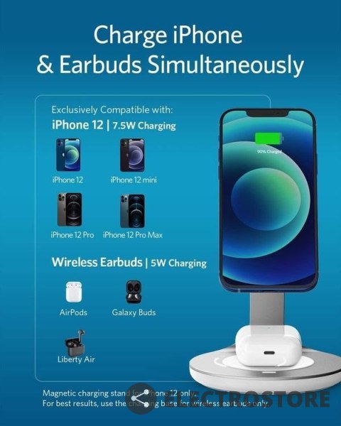 Anker Ładowarka PowerWave Magnetic 2w1 USB-C iPhone12 Anker Ładowarka PowerWave Magnetic 2w1 USB-C iPhone12
