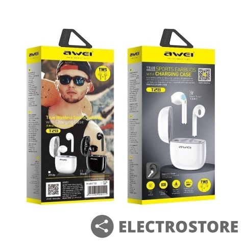 AWEI Słuchawki Bluetooth T28 TWS+stacja dokująca Czarne AWEI Słuchawki Bluetooth T28 TWS+stacja dokująca Czarne