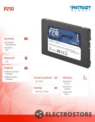 Patriot Dysk SSD 1TB P210 520/430 MB /s SATA III 2.5