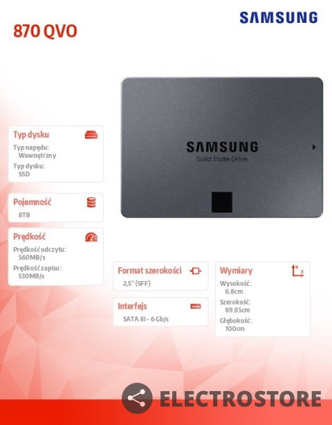 Samsung Dysk SSD 870QVO MZ-77Q8T0BW 8TB Samsung Dysk SSD 870QVO MZ-77Q8T0BW 8TB