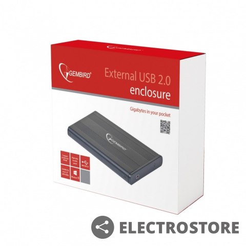 Gembird Obudowa HDD 2.5'' SATA Aluminium Black Gembird Obudowa HDD 2.5'' SATA Aluminium Black