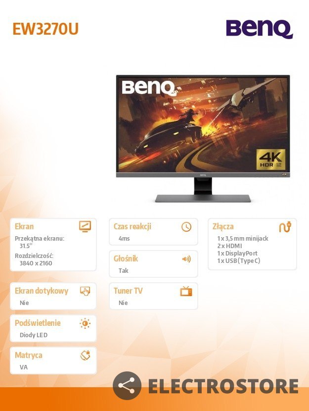 Benq Monitor 32 cale EW3270UE 4K Czarny