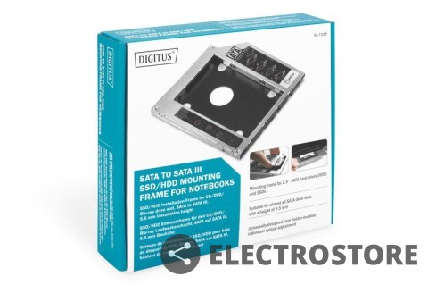 Digitus Ramka montażowa SSD/HDD do napędu CD/DVD/Blu-ray, SATA na SATA III, 9.5mm Digitus Ramka montażowa SSD/HDD do napędu CD/DVD/Blu-ray, SATA na SATA III, 9.5mm