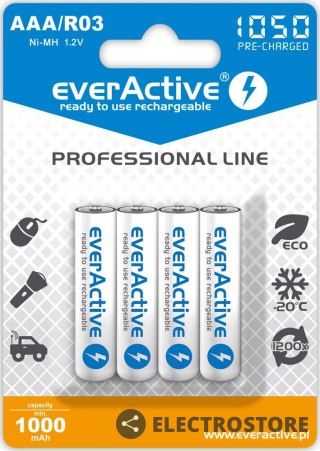 EverActive Akumulatory paluszki R03/AAA 1000 mAH blister 4 szt.