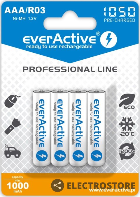 EverActive Akumulatory paluszki R03/AAA 1000 mAH blister 4 szt.