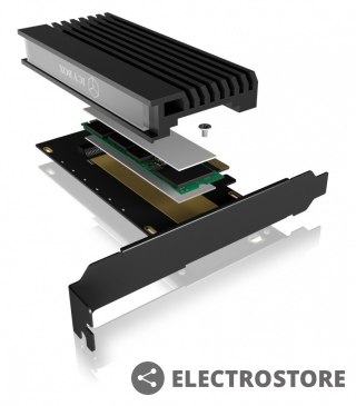IcyBox Karta PCIe z gniazdem M.2 M-Key dla jednego dysku SSD M.2 NVMe IB-PCI214M2-HSL