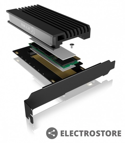 IcyBox Karta PCIe z gniazdem M.2 M-Key dla jednego dysku SSD M.2 NVMe IB-PCI214M2-HSL