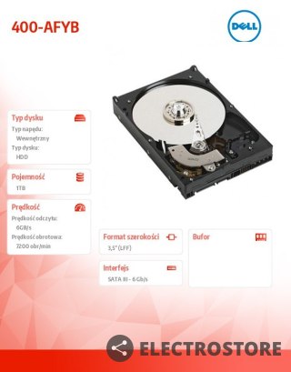 Dell Dysk 1TB 7.2K SATA 6Gbps 3.5 Non Hot-Plug