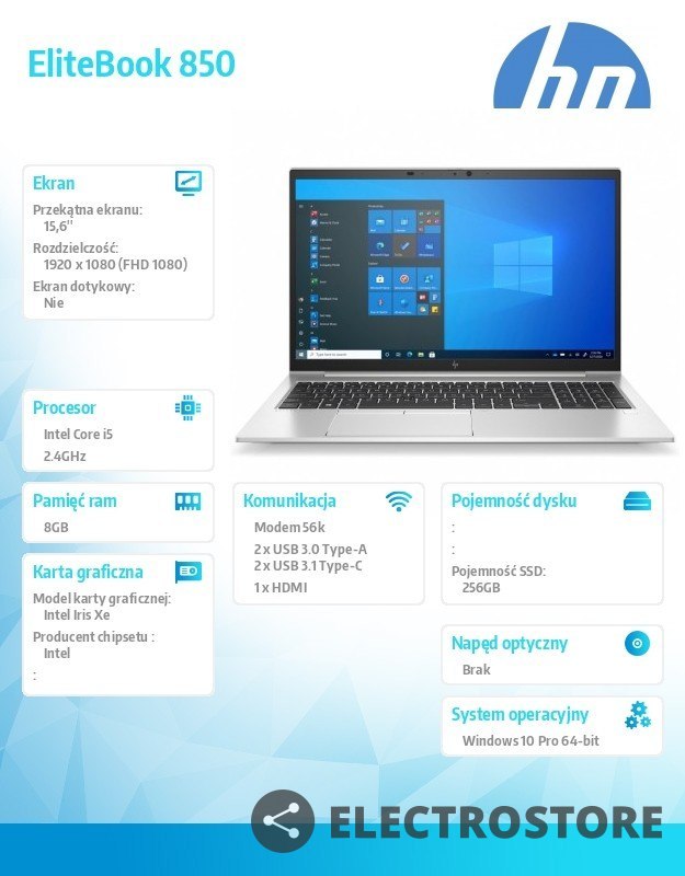 HP Inc. Notebook 850 G8 i5-1135G7 256GB/8GB/W10P/15,6 2Y2Q6EA HP Inc. Notebook 850 G8 i5-1135G7 256GB/8GB/W10P/15,6 2Y2Q6EA