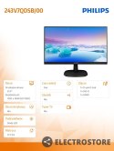 Philips Monitor 23.8 243V7QDSB IPS DVI HDMI Czarny