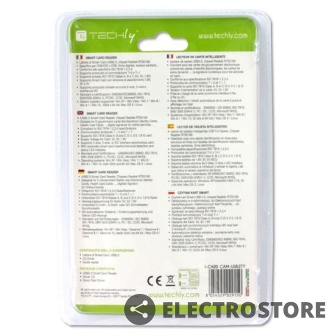Techly Czytnik USB 2.0 Kart / Smart Card biały Techly Czytnik USB 2.0 Kart / Smart Card biały