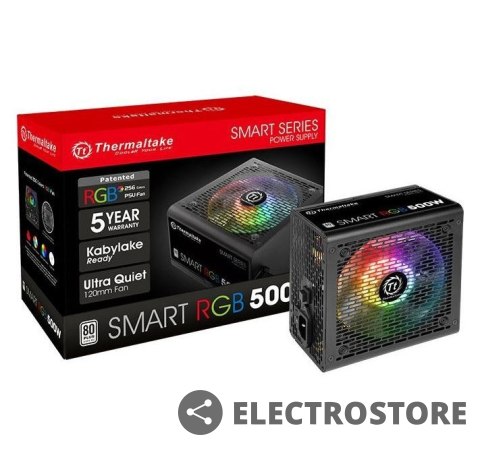 Thermaltake Smart 500W RGB (80+ 230V EU, 2xPEG, 120mm, Single Rail) Thermaltake Smart 500W RGB (80+ 230V EU, 2xPEG, 120mm, Single Rail)
