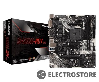 ASRock Płyta główna B450M-HDV R4.0 AM4 2DDR4 VGA/DVI/HDMI/M.2 uATX