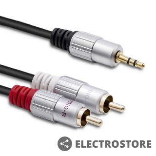 Qoltec Kabel 2xRCA / Mini Jack 3.5mm | 1m | czarny