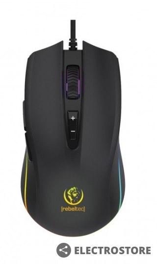 Rebeltec Mysz dla graczy przewodowa Predator Sensor SUNPLUS 190, rozdzielczość:800/1600/2400/4800/6400 DPI, 7 przycisków i rolka